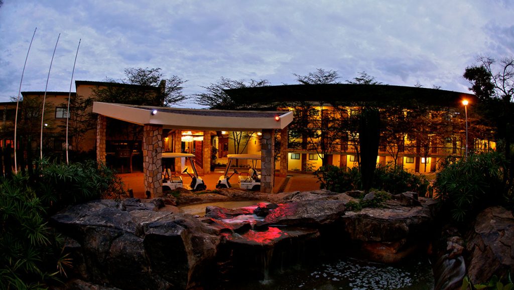An evening view of Chobe Safari Lodge, Murchison Falls National Park.