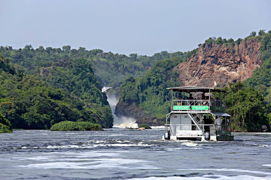A boat cruise along the Victoria Nile to the base of Murchison Falls, part of Murchison Falls & Uganda safari