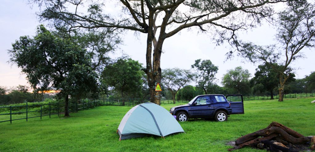 One of the guests camping at Ziwa Rhino Campsite, Ziwa Rhino Sanctuary near Murchison Falls National Park.